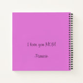 ピンクのカスタマイズ可能な母の日のメッセージ ノートブック (裏面)