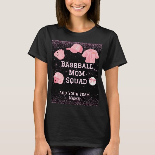 ピンクのカスタマイズ可能ベースボールママーズTシャツ Tシャツ (正面)