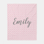 ピンクのカスタムでかわいらしい フリースブランケット (正面)