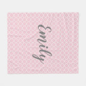 ピンクのカスタムでかわいらしい フリースブランケット (正面(横))