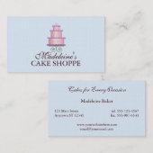 ピンクのカスタムなベーカリーの名刺のエレガントなケーキ 名刺 (正面/裏面)