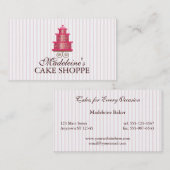 ピンクのカスタムなベーカリーの名刺のエレガントなケーキ 名刺 (正面/裏面)