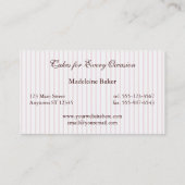 ピンクのカスタムなベーカリーの名刺のエレガントなケーキ 名刺 (裏面)