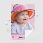 ピンクのカスタムネームと写真のオリジナルグッズ ゴルフタオル (インサイチュ)