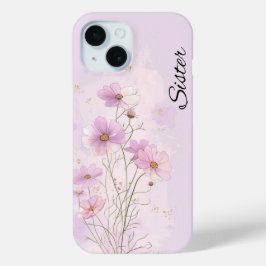 ピンクのカスタムバースデーフラワー 植物画柄フォンケース iPhone 15ケース