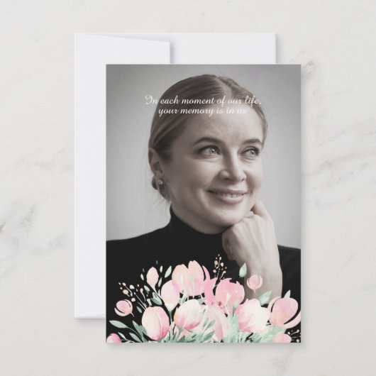 ピンクのカスタムフローラ写真記念親愛葬1 ノートカード (裏面)