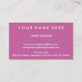 ピンクのカスタム服ストア シャツ ロゴ 名刺 (裏面)
