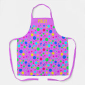ピンクのカスタム レインボー ポルカドット エプロン (正面)