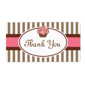 ピンクのカップケーキありがとうご覧 ラベル (正面)