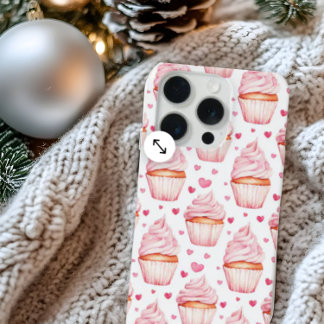 ピンクのカップケーキとハートのiPhoneケース 可愛いスイーツ iPhone 15 Proケース