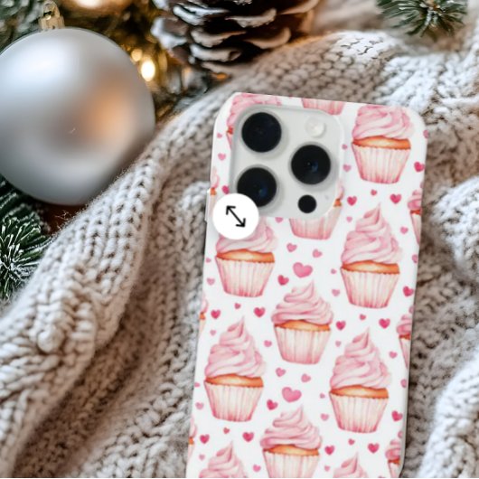 ピンクのカップケーキとハートのiPhoneケース 可愛いスイーツ iPhoneケース