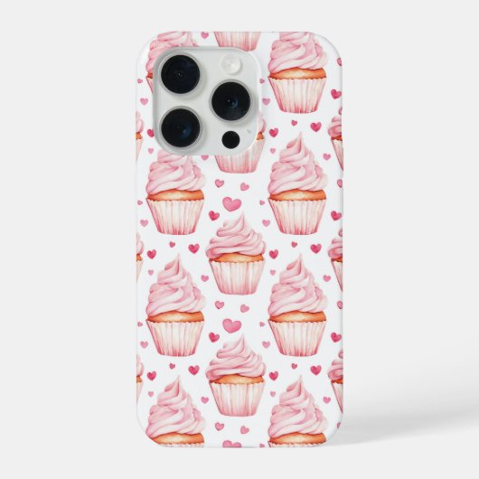 ピンクのカップケーキとハートのiPhoneケース 可愛いスイーツ iPhoneケース (裏面)
