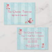 ピンクのカップケーキのばら色の名刺のロビン卵 名刺 (正面/裏面)