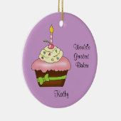 ピンクのカップケーキのクリスマスのオーナメント セラミックオーナメント (右)
