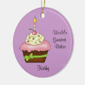 ピンクのカップケーキのクリスマスのオーナメント セラミックオーナメント (左)