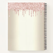 ピンクのカップケーキのグリッターが垂れるパティシエの黄金のショコラ ノートブック (裏面)