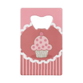 ピンクのカップケーキのデザイン クレジットカード栓抜き (裏面)