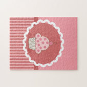 ピンクのカップケーキのデザイン ジグソーパズル (横)