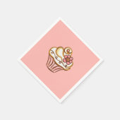 ピンクのカップケーキのナプキン スタンダードカクテルナプキン (角)