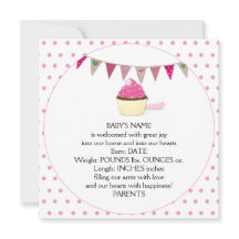 ピンクのカップケーキのベビーの発表