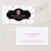 ピンクのカップケーキのベーカリーのかわいい水玉模様 名刺 (正面/裏面)