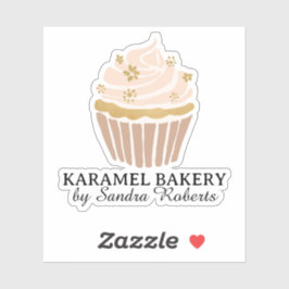 ピンクのカップケーキのベーカリービジネス カットステッカー シール