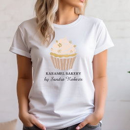 ピンクのカップケーキのベーカリービジネス Tシャツ
