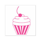 ピンクのカップケーキの上にさくらんぼを置く セルフインキングスタンプ (デザイン)