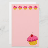 ピンクのカップケーキの文房具 便箋 (正面/裏面)