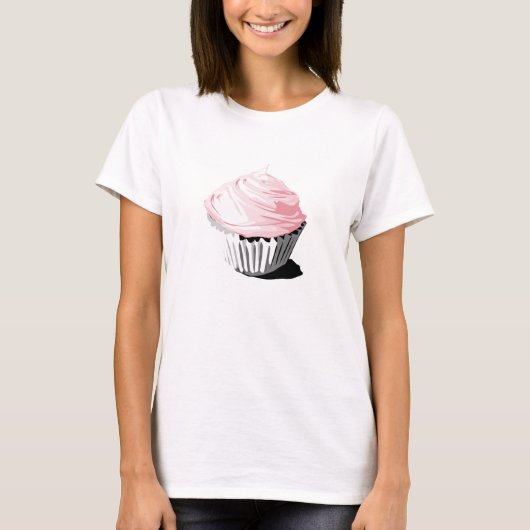 ピンクのカップケーキのTシャツ Tシャツ (正面)