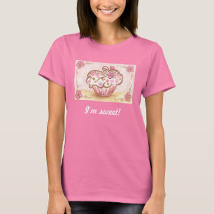 ピンクのカップケーキシャツ Tシャツ