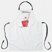 ピンクのカップケーキスイーツハンドドローベーキング食品かわいいAp エプロン (正面)