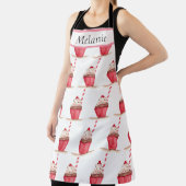 ピンクのカップケーキスイーツ手描きベーキングフードかわいい エプロン (インサイチュ)