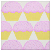 ピンクのカップケーキパターン ファブリック (見本)