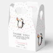 ピンクのカップケーキペンギンお祝いガールズ誕生日 フェイバーボックス (オープン)