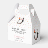 ピンクのカップケーキペンギンお祝いガールズ誕生日 フェイバーボックス (正面サイド)