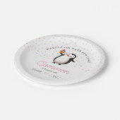 ピンクのカップケーキペンギン女の子の誕生日ペーパープレート ペーパープレート (アングル)