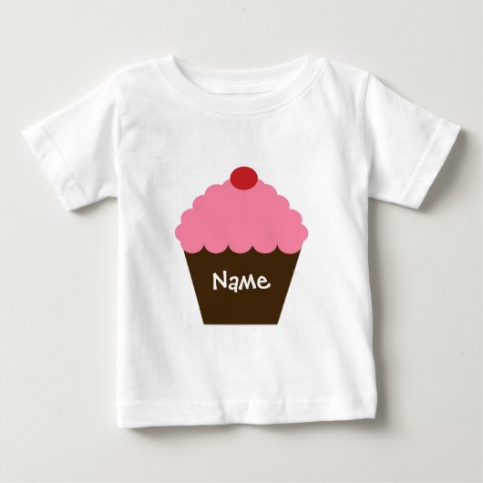 ピンクのカップケーキラブ ベビーTシャツ (正面)