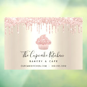 ピンクのカップケーキ グリッター ドリップス ペストリーシェフ ベーカリー ゴールド ウィンドウサイン (シート3)