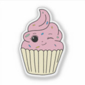 ピンクのカップケーキ スプリンクル シール (正面)