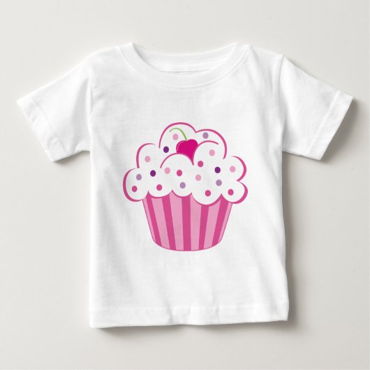 ピンクのカップケーキ ベビーTシャツ (正面)