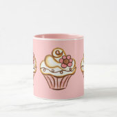 ピンクのカップケーキ マグカップ (中央)