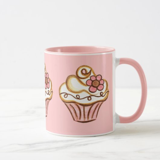 ピンクのカップケーキ マグカップ (右)