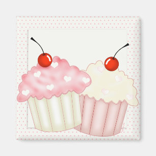 ピンクのカップケーキ マグネット