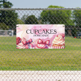 ピンクのカップケーキ マーブル ゴールド ベーカリー 横断幕