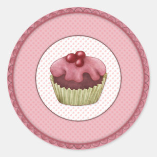 ピンクのカップケーキ ラウンドシール