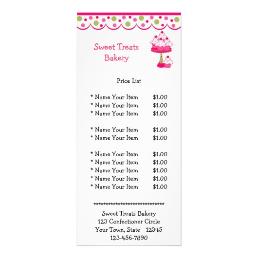 ピンクのカップケーキ ラックカード (正面)