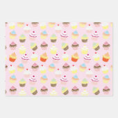ピンクのカップケーキ ラッピングペーパーシート (正面3)