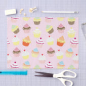 ピンクのカップケーキ 薄葉紙 (クラフト)
