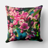 ピンクのカニのリンゴの花 クッション (裏面)